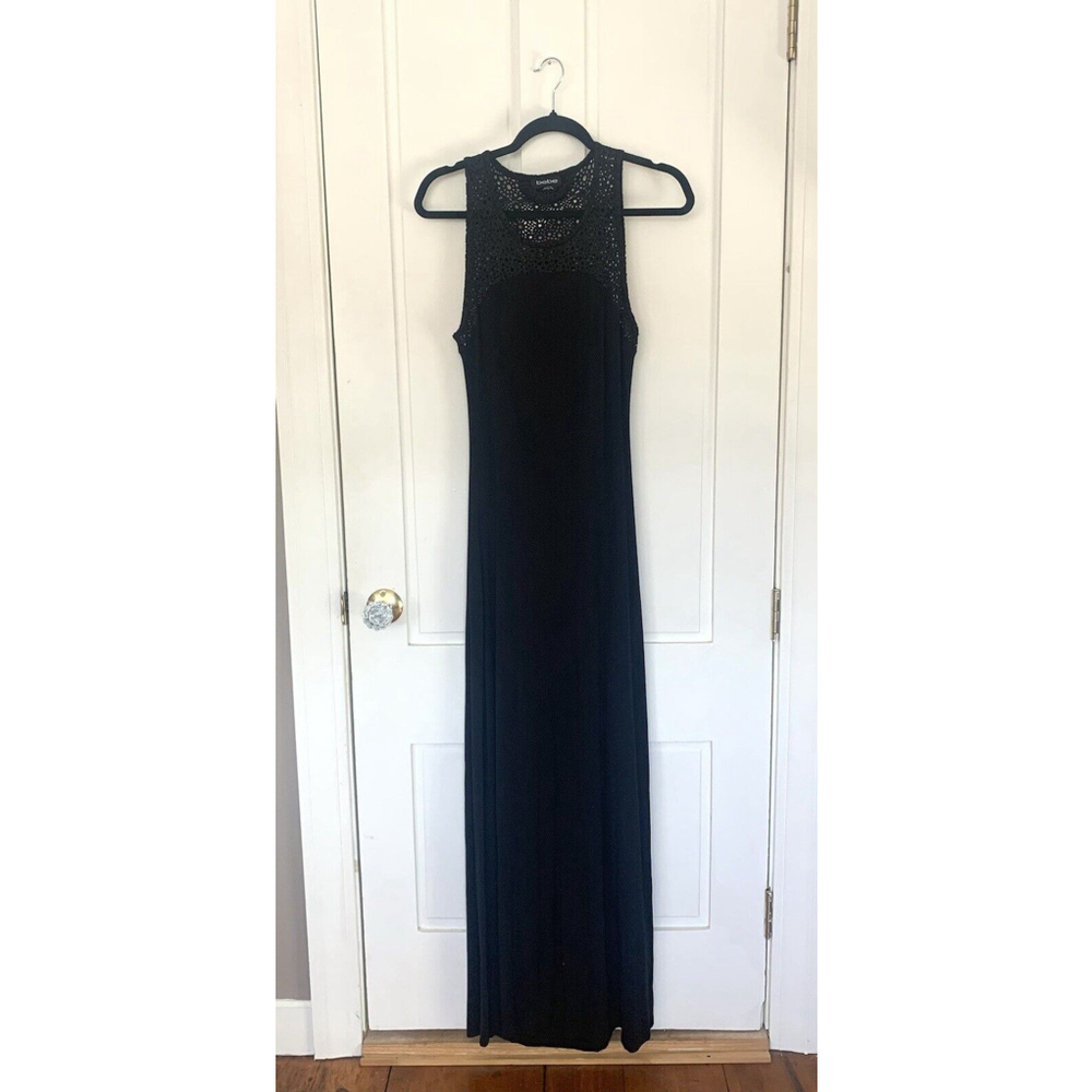 Bebe Black Laser Cut Out Long Dress Small